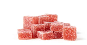 Jar of Juicy Orange 10mg Delta 9 THC and CBD gummies, 10-count.