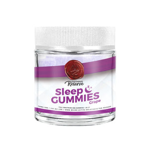 Partnered Reserve Sleep Gummies grape flavor jar with 750mg CBD 150mg CBN and melatonin for restful sleep.